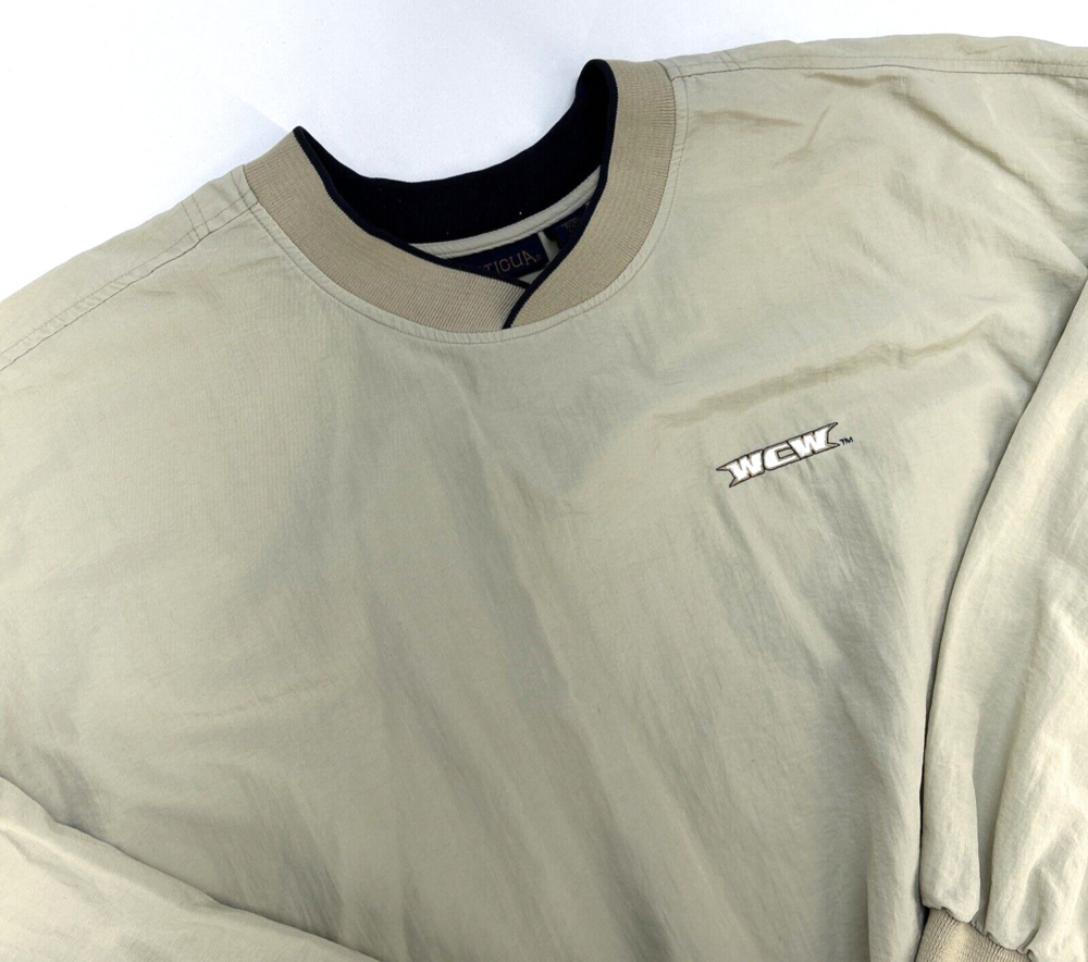 World Champion Wrestling Antigua WCW Long Sleeve Nylon Pullover Men XXL Tan